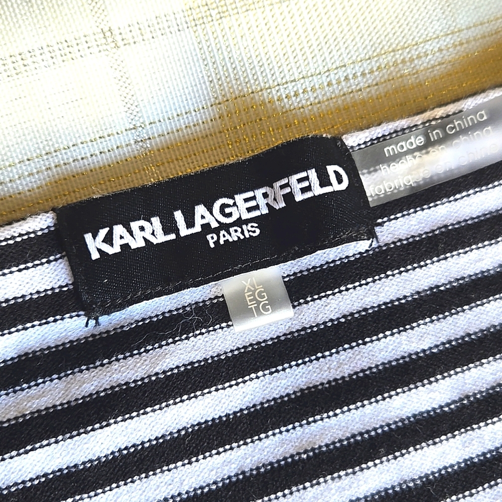 Karl Lagerfeld Black & White Striped Top - Picture 5 of 8